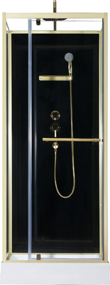 Πόρτα άξονα μόδας, στάβλοι ντους γωνιών, τετραγωνική καμπίνα ντους με τον άσπρο ακρυλικό δίσκο, χρυσό alumimium